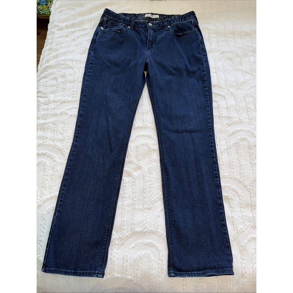 Levi's 525 Straight Leg Jeans Women 12 Blue Excellent Stretch Mid Rise 500s